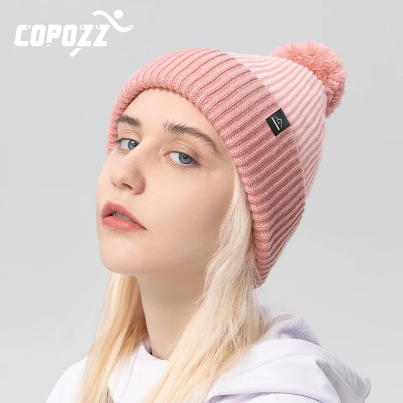 COPOZZ 21800 Winter Ballnoon Ski Hat Warm Woolen Caps For Men Hats Female Beanies Skullies Quality Gorros Hombre Snowboard Cap Gorros De Lana