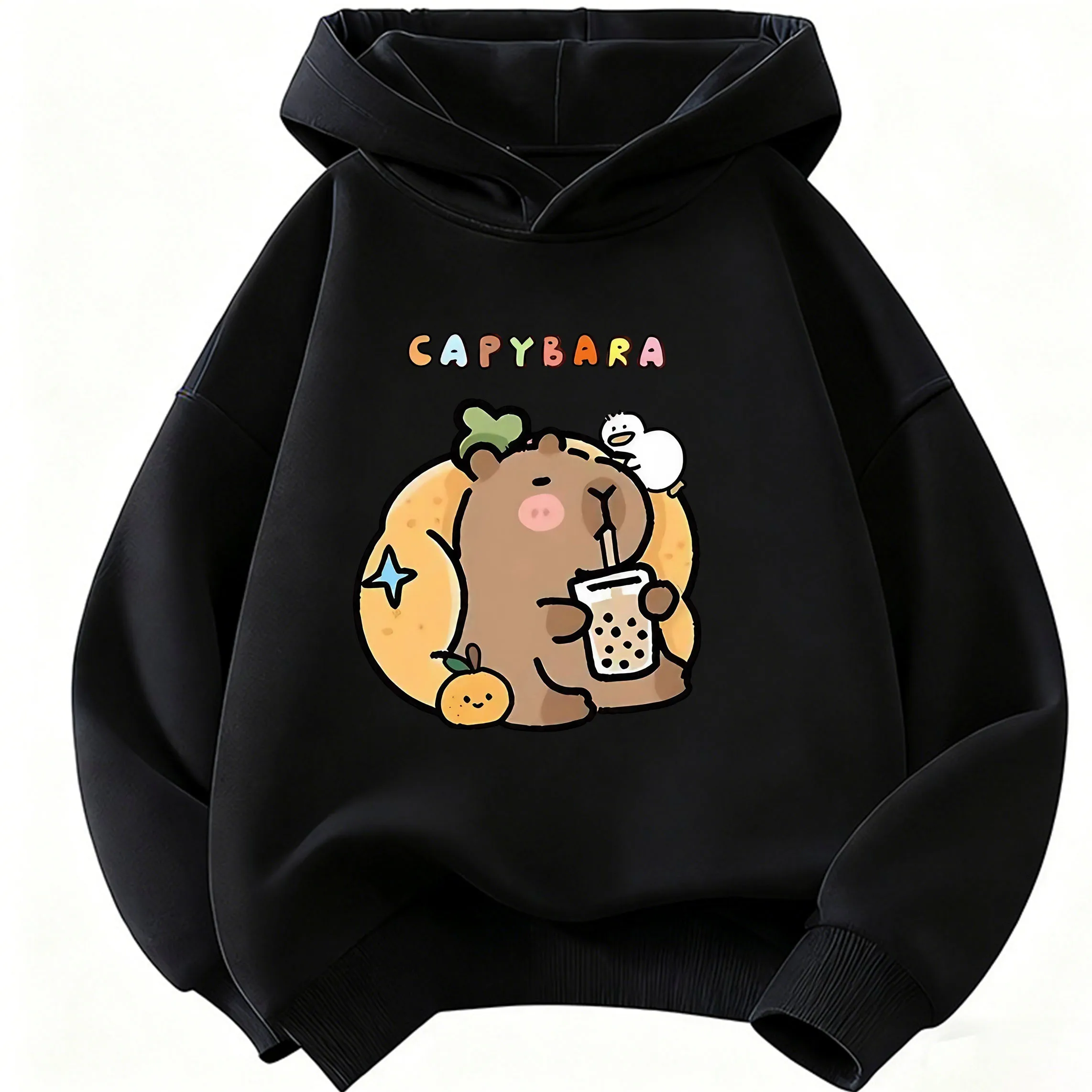 Capybara Juice Lover Children's Cute Harajuku Hoodie - Spring Casual Sweatshirt