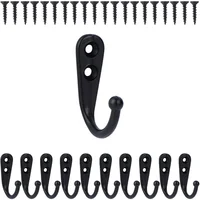 10Pcs Black Wall Mounted Small Hooks with Screws for Hanging Coat Bag Robe Towels Keys Kitchen Bathroom Rack Accessories 2