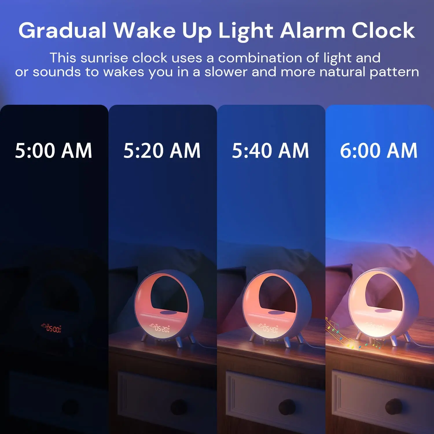 Relógio Despertador Alarme Luz Gradual Smart Wake Up Light