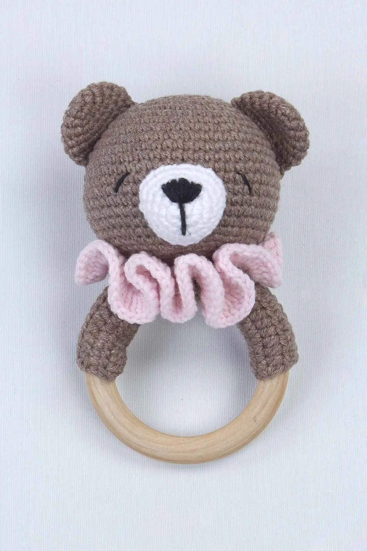 

Brown Organic Handmade Amigurumi Teddy Bear Rattle Toy