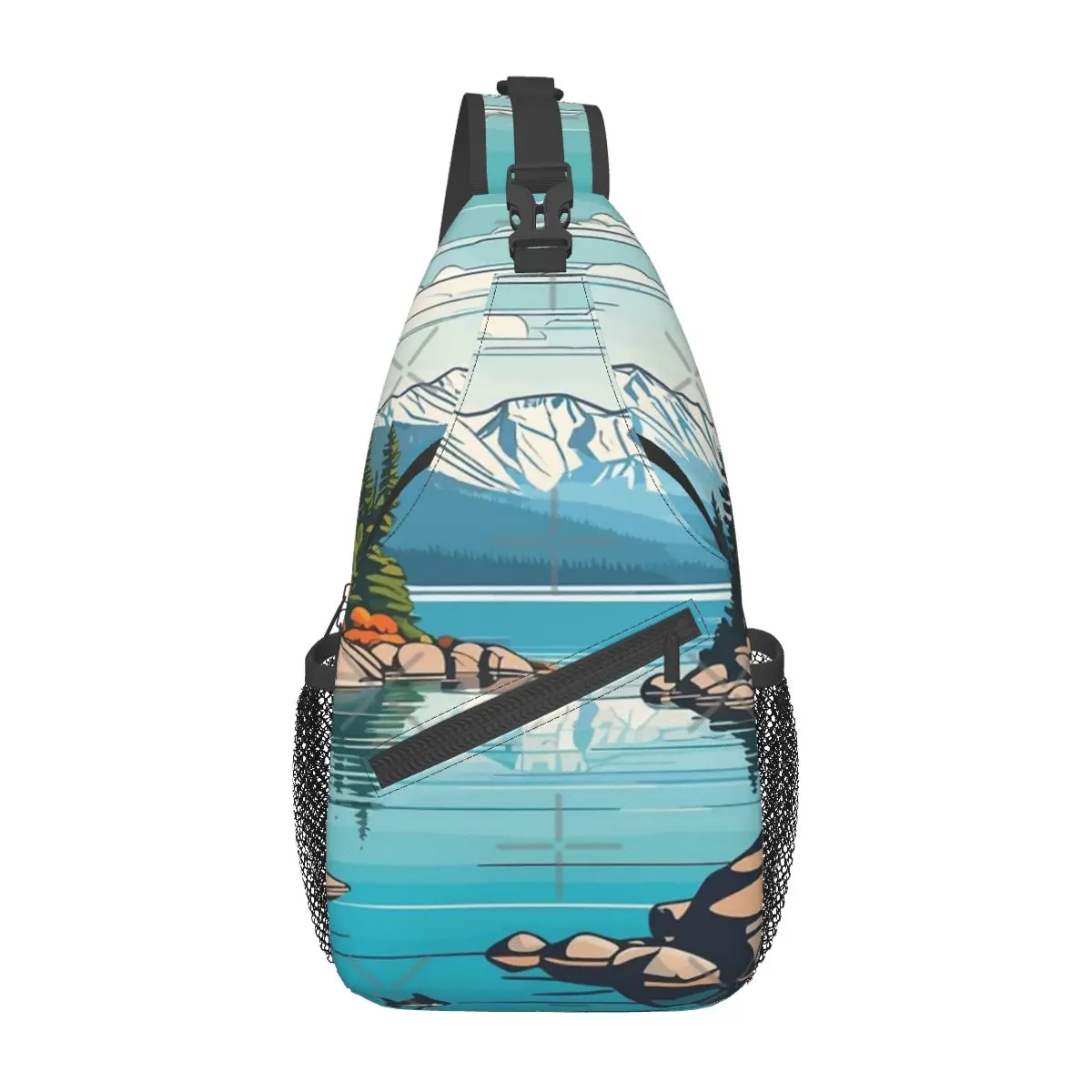 

Нагрудная сумка Lake Tahoe с изображением пейзажа, персонализированная портативная дорожная сумка через плечо, разные стили