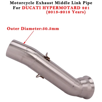 Slip On Per DUCATI Hypermotard 821 Hyperstrada 2013 - 2016 2017 2018 Moto Di Scarico Fuga Modificato 51mm Centrale di Collegamento Tubo