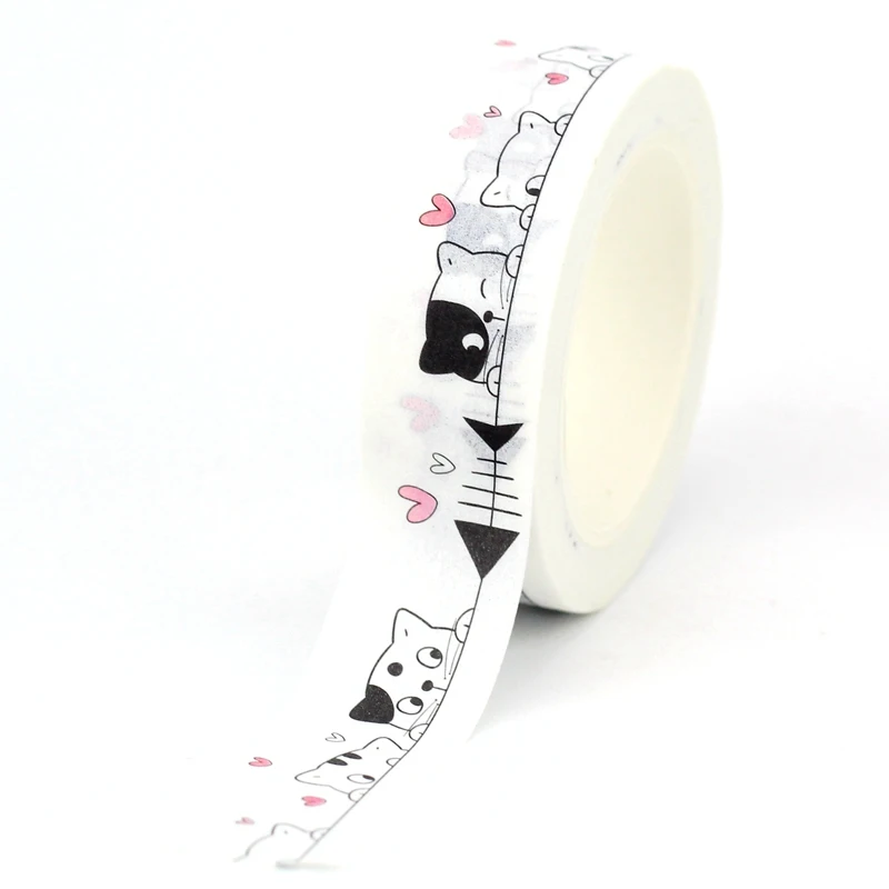 NEW 1PC 10M Decorative Cute Cats Kawaii Animal Masking Paper Washi Tape Set for Scrapbooking Stickers Journaling Stationery 5