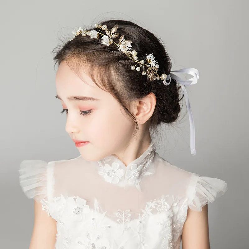 Hair Accessory Hair Headdress Bridal Headwear Hair Band Crown Sweet Flower Headband With Ribbon Wreath Wedding Party Ladies Girls Garlands Floral Crown Hairband Hair Accessories for Women ML