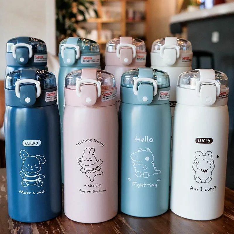 Tohuu Insulated Cute Water Bottle Kid Stainless Steel Water Bottle with  Straw Insulated Cups Portable Cute Thermos Mug Travel Thermal Water Bottle  Thermo cup advantage 