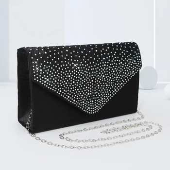 Borsa da sera monospalla da donna Borsa da sera con copertina ribaltabile Pochette in rilievo con diamanti colorati Abito da sera alla moda