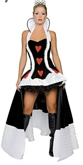 Sexy Queen of Hearts Costume Women Adult Fantasy Party Cosplay Halloween Carnival Dress Up