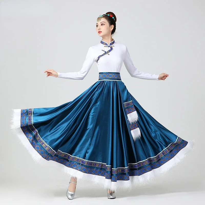 

Chinese Traditional Tibetan Dance Costume Stage Dance Wear Female Folk Costumes Performance Festival Mongolian Dance Costume