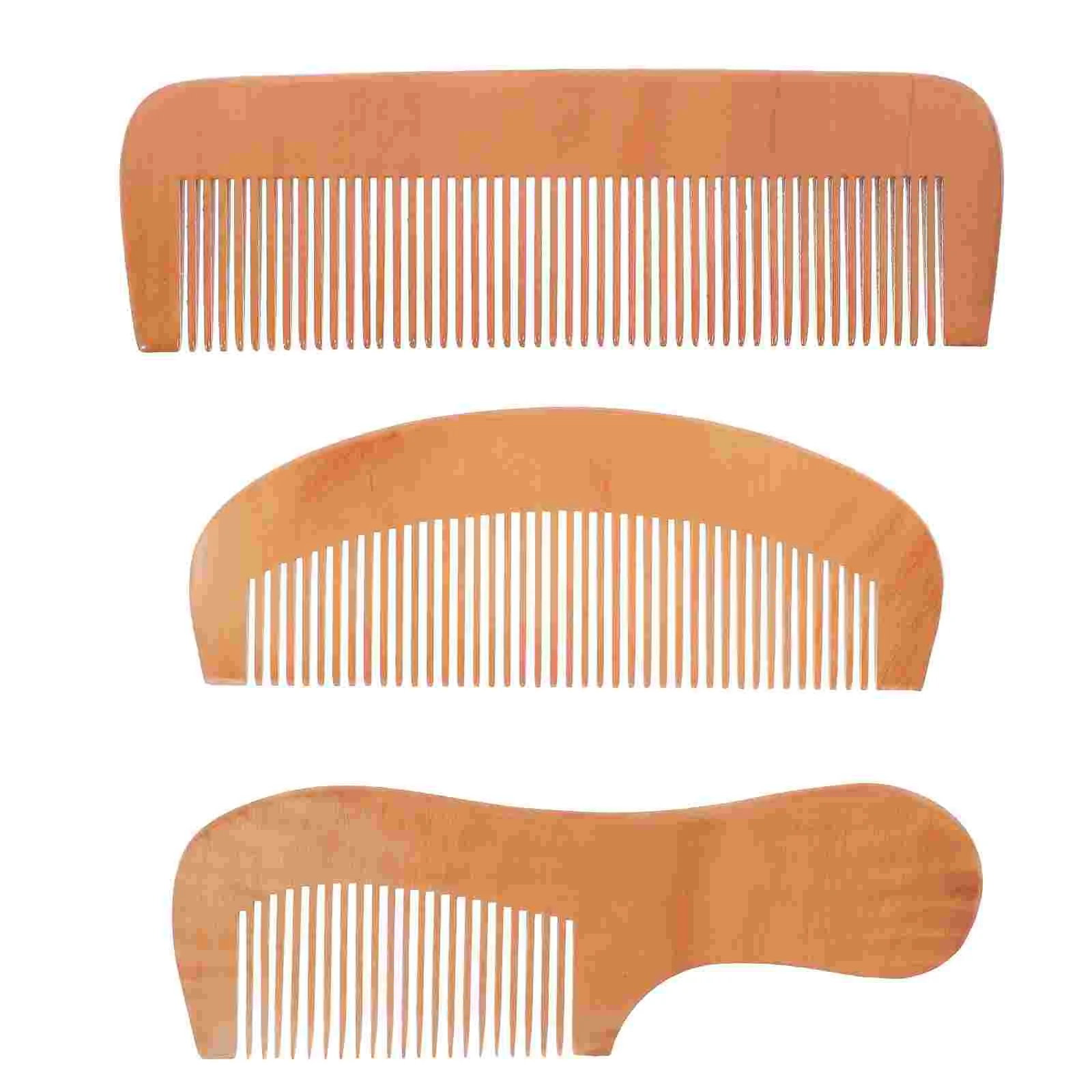 

3 Pcs Anti-static Comb Women's Hair Pick Handmade Wooden Massager Combs