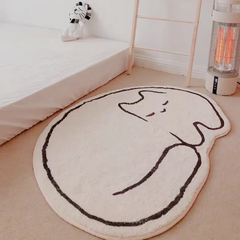 Cute Cat’s Carpet In The Bedroom Furry Mat Irregular，Bedroom Rug For Nursery Children Room Decor |