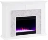 Torlington Indoor Electric Fireplace with Mantel, Color Changing LED Flame, White/Gray Marble 3