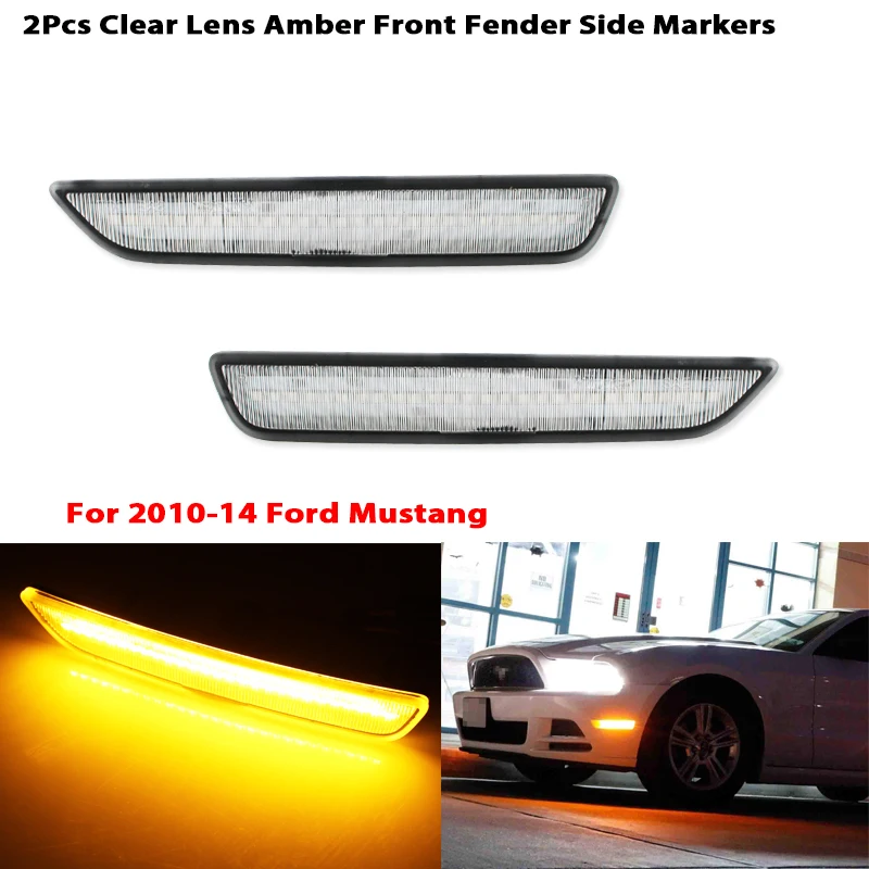 Clignotants LED Feu Signalisation Pour Ford Pour Mustang 2010 2011 2012 2013 2014 2 Pièces Pare-Chocs Avant Arrière De Voiture Feu De Position Latéral Blanc (Couleur