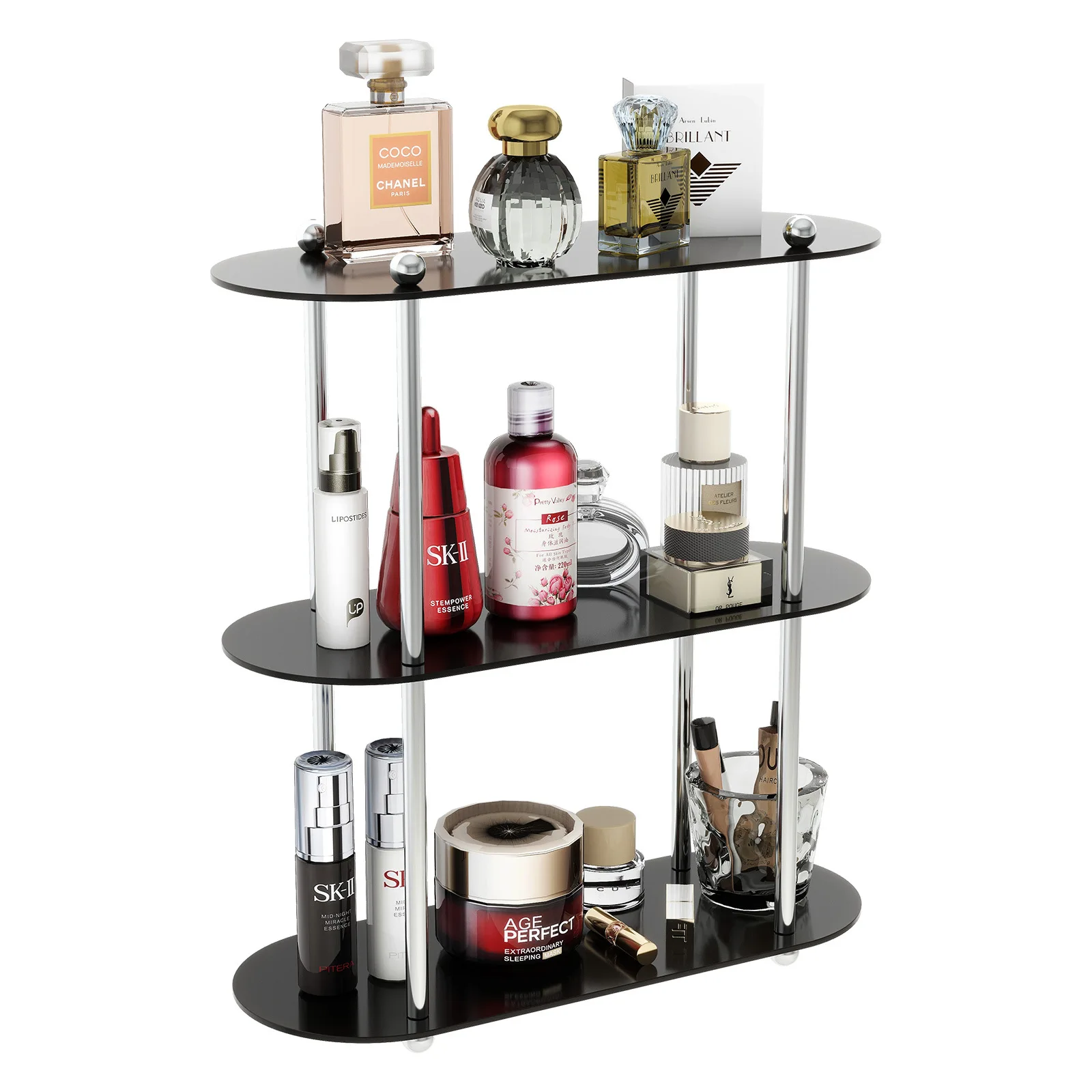 

3-Layer Acrylic Shelf Cosmetics Storage Rack Desktop Dresser Skin Care Lipstick Finishing Rack
