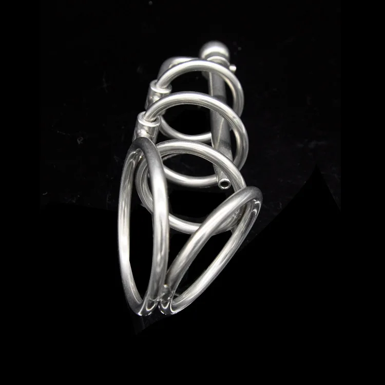 Male Stainless Steel Chastity Cage Bondage Cock Abstinence Chastity Device With Metal Urine Catheter Anti Cheating Lock