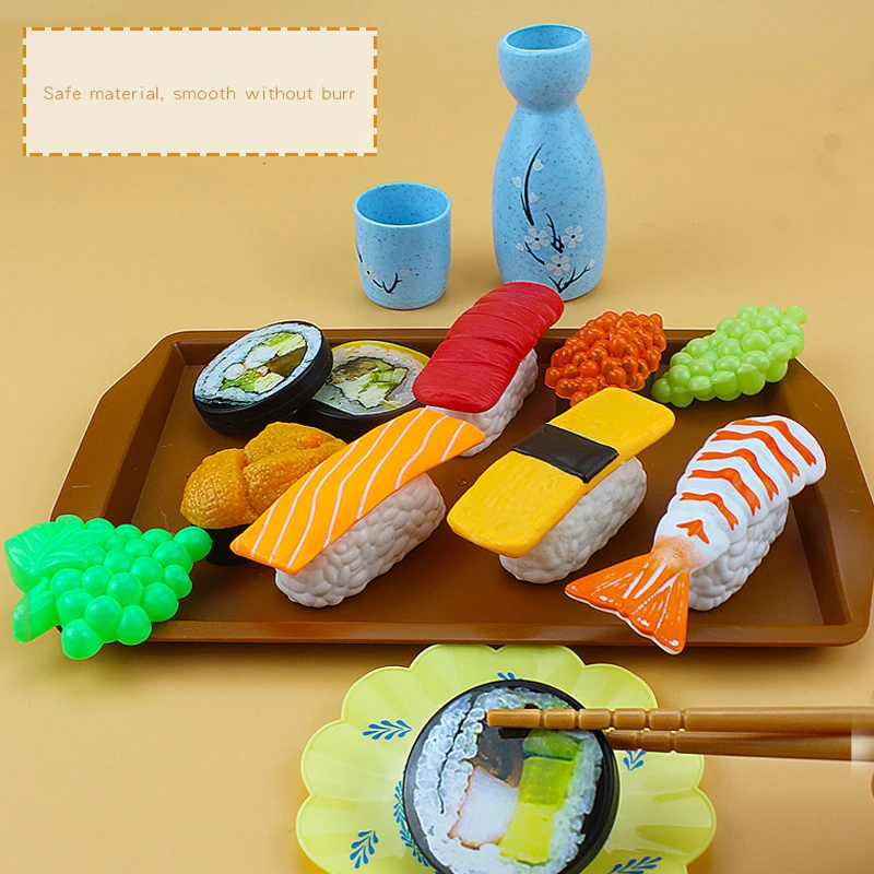 Kids Kitchen Simulation Food Pretend Play Sushi Barbecue Chinese Western Breakfast Steamer Set Meal Toy Set Girl Boy Cooking