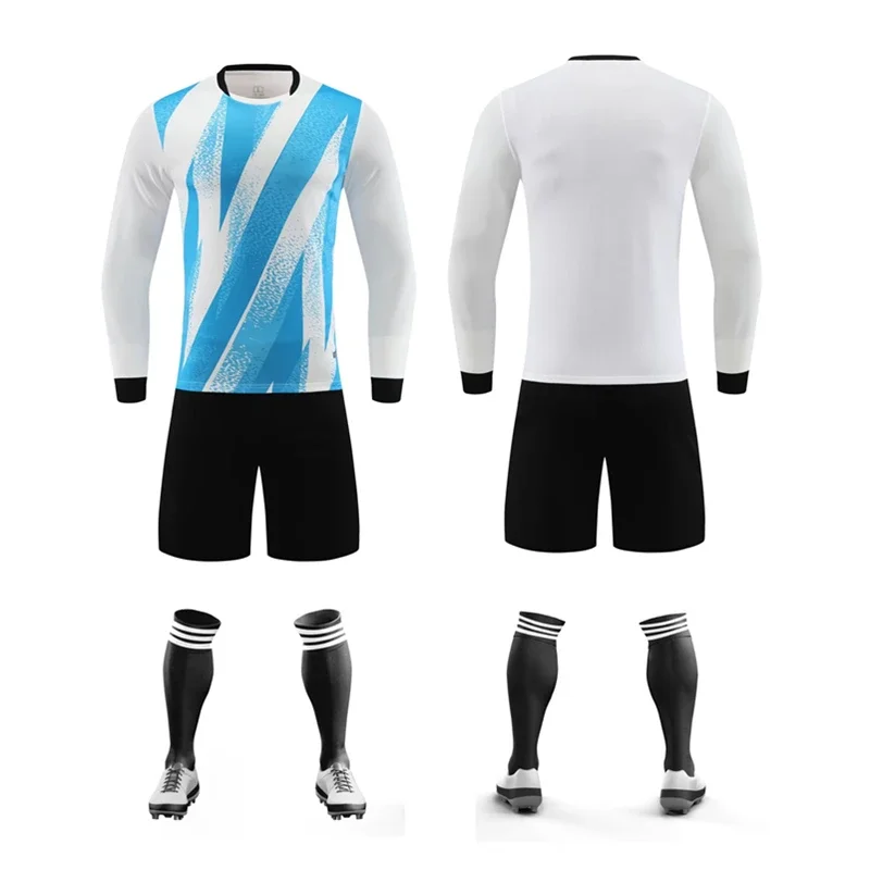 New Football Suit Kids Men's Soccer Jersey Set Adult Running Training Uniform Boy Long Sleeve Soccer Sport Team Shirt Sportswear
