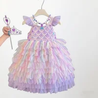 Une robe de sirène douce et adorable pour filles en violet clair, tenue de fête scintillante et colorée à paillettes, en promotion 6