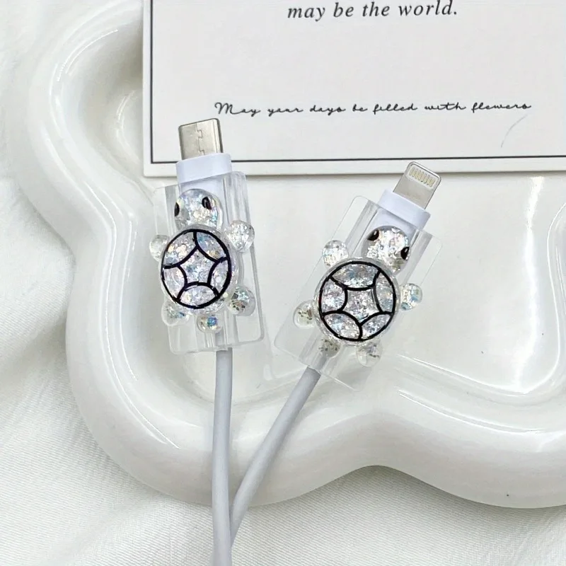 Cute Turtle Transparent Data Cable Protector - Anti-Breakage Charger Cord Protection Cover