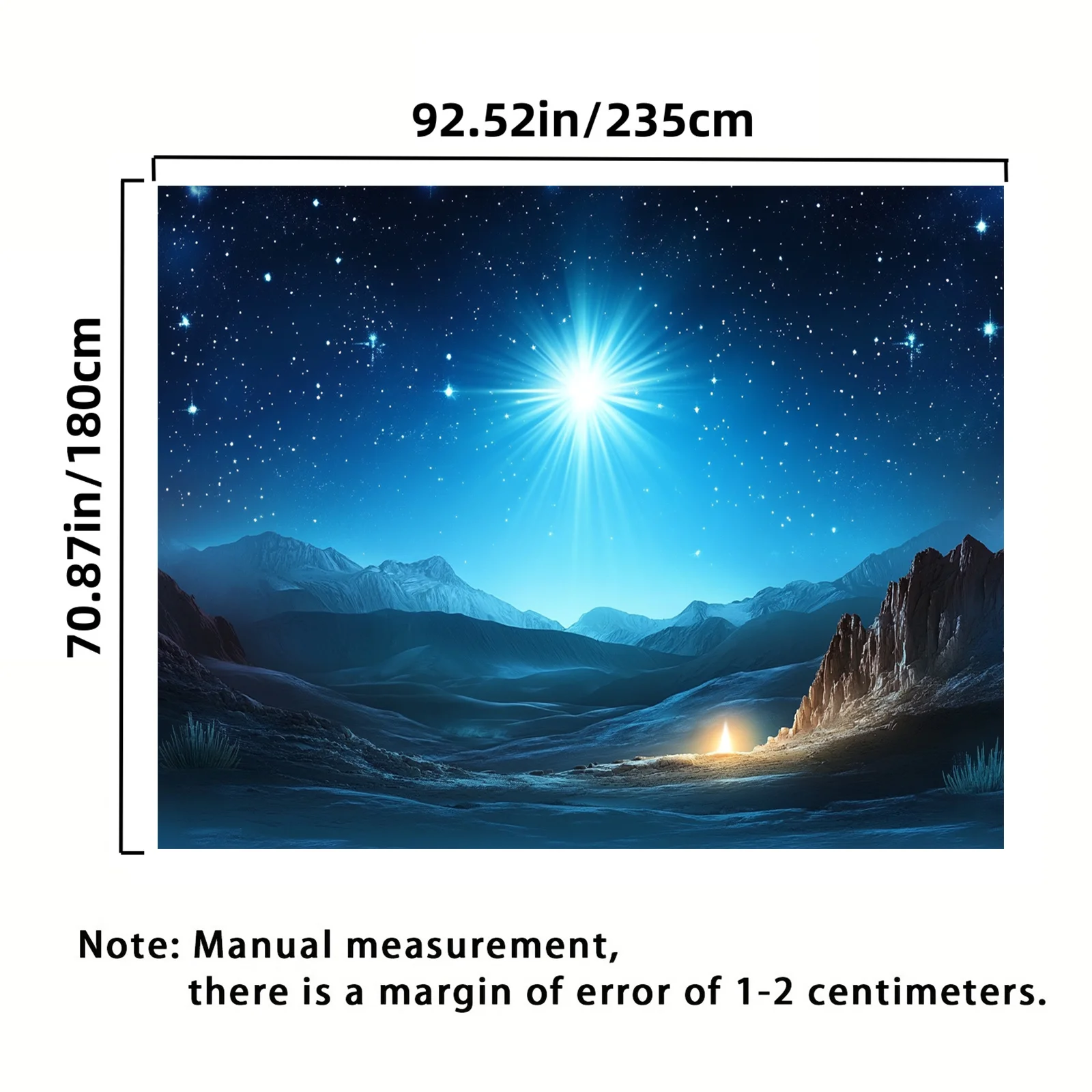 Produkt Weihnachtsgeburtsszene Stoffhintergrund – Der Stern von Bethlehem und der Krippen, Dekoration für die Bibelversammlung aus Polyester – Detail 3