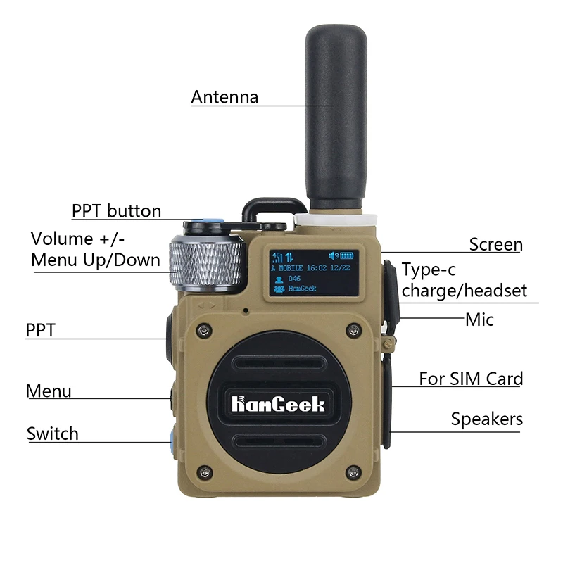UHF Handheld Transceiver G6 Walkie Talkie, 5000KM 10W Wearable Two Channel Radio 400-470Mhz for Nokia Hamgeek