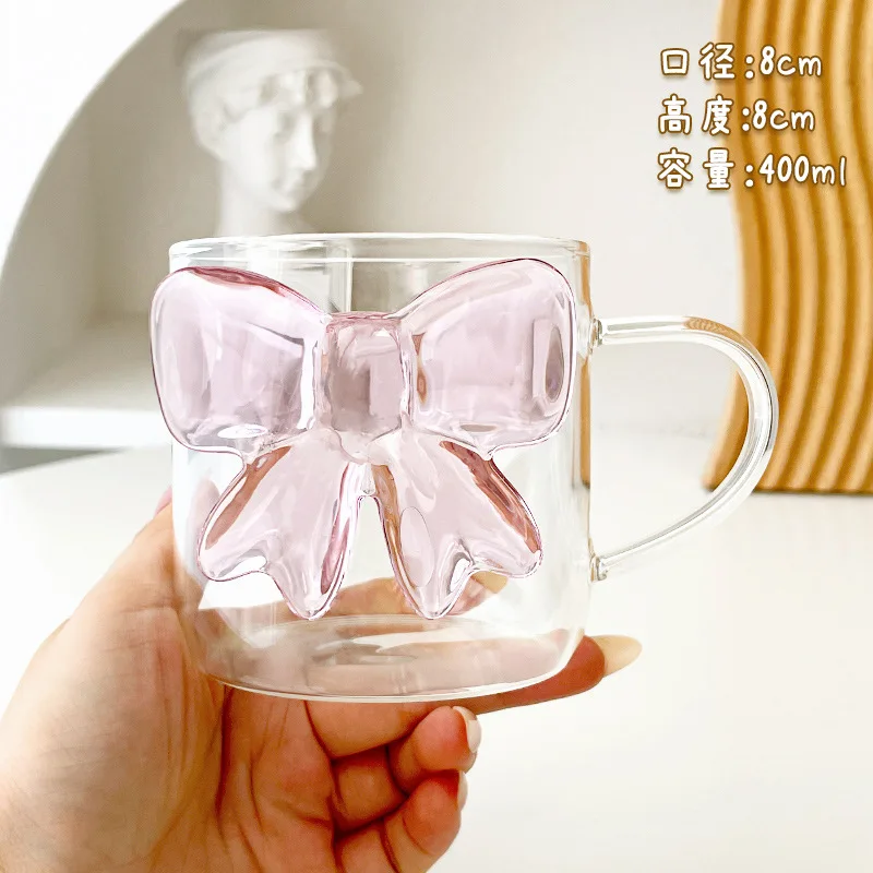 13oz 400ml Ceative Transparent Glass Cup for Besties Girl