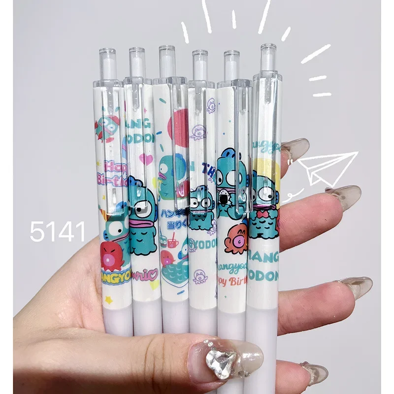 

New 24pcs Sanrio Press Gel Pen Cute Hangyodon Student High Value Signature Pen 0.5mm Black And Blue Cartoon Office Stationery