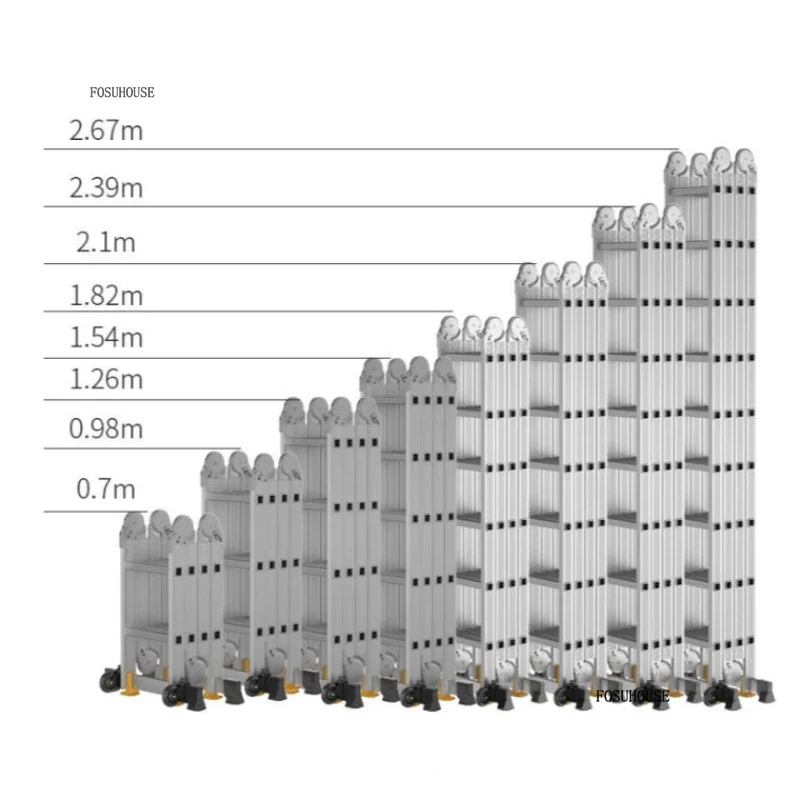 다기능 접이식 사다리 알루미늄 합금 A-프레임 발판 가정용 텔레스코픽 사다리..