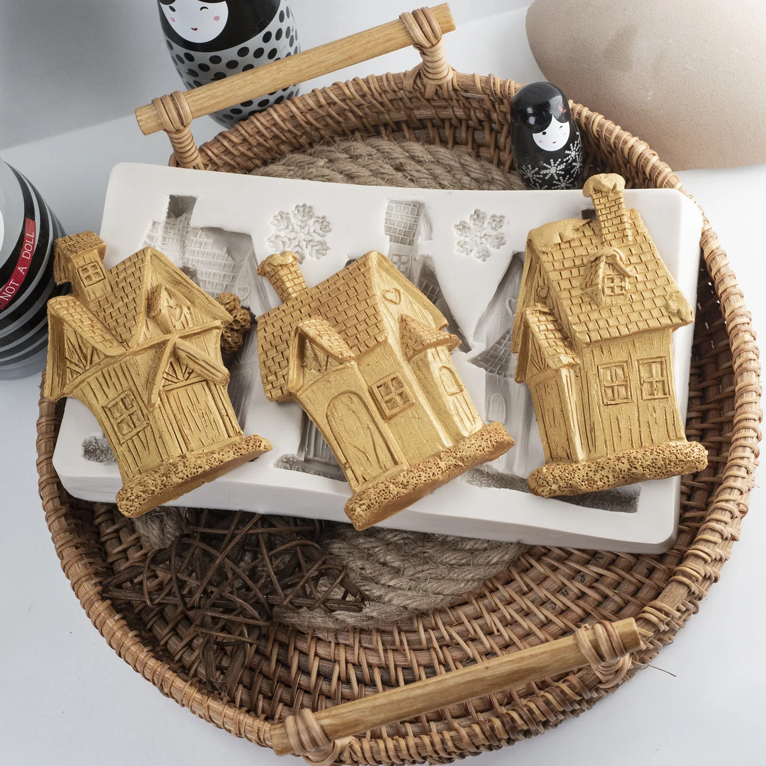 

3D Mini House Scenery Christmas Cookie Cutter Set Cookie Biscuit Mold Steel Gingerbread House Fondant Cutter Baking Tool