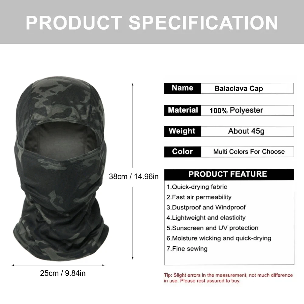Description Picture 3 of itemCamouflage Balaclava Hat Cycling Full Face Mask Outdoor Sports Hunting Hiking Ski Mask Motorcycle Helmet Inner Cap