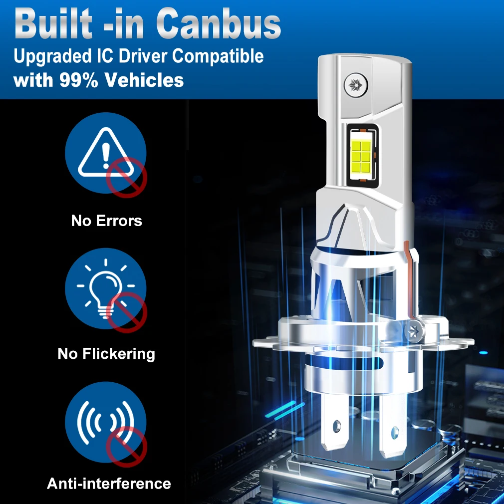 2개입 H4 LED 헤드라이트 전구 Canbus H7 H11 LED 전구 300000LM CSP 자동차 헤드램프용 초고휘도 무선 자동 다이오드 램프 조명 12V