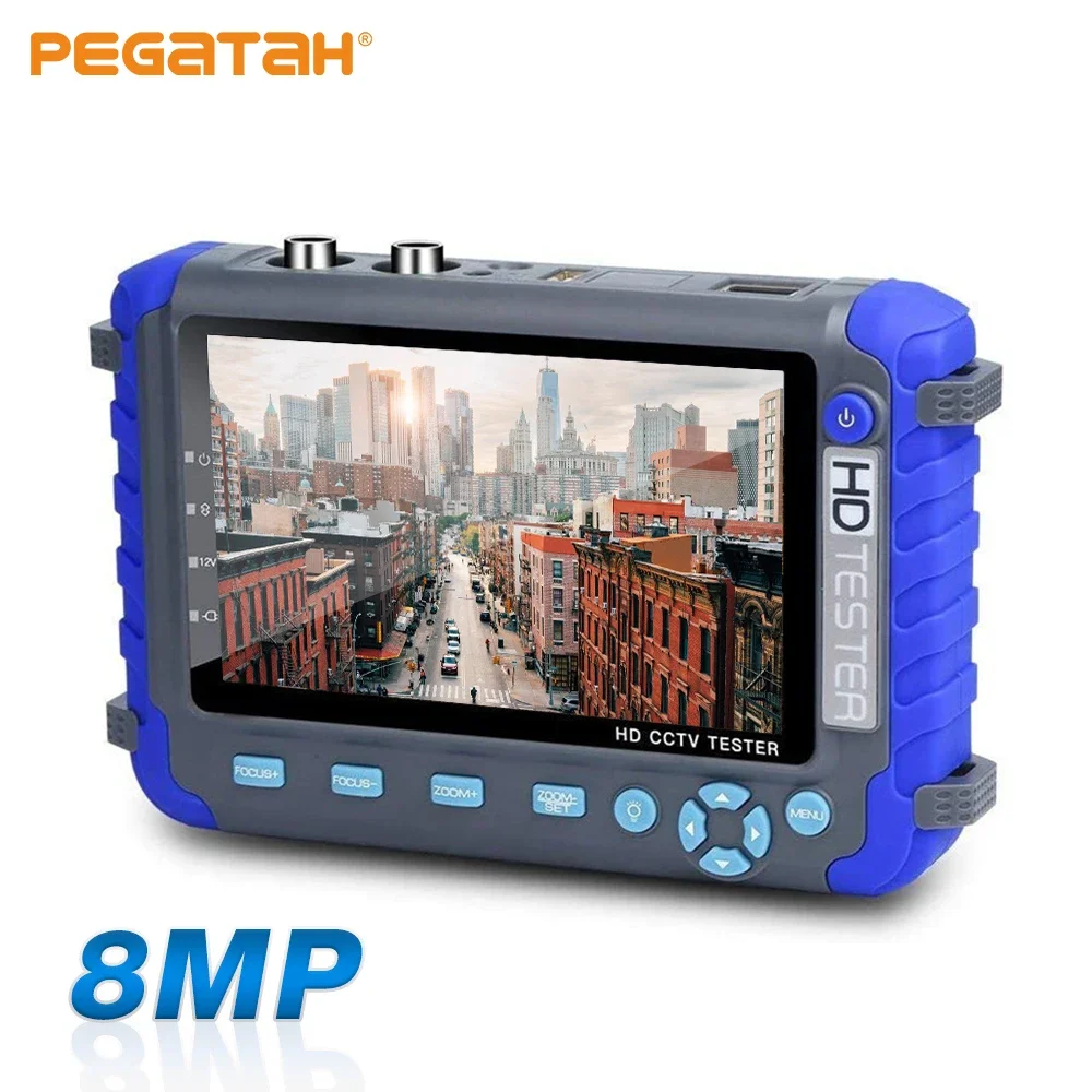 PEGATAH 8MP 4K CCTV Tester Security Camera 5 Inch TFT LCD Monitor for 4 IN 1 TVI AHD CVI Analog Security Cam Tester Video Test upgraded iv7w 4 3 inch 5mp 4mp ahd tvi cvi cvbs analog cctv camera tester monitor support utp ptz audio test dc12v output