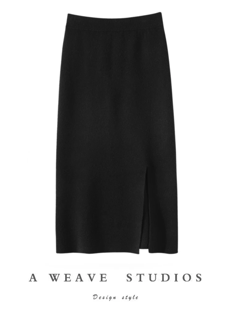 Women's Pure Cashmere Long Skirt - Waist Detail