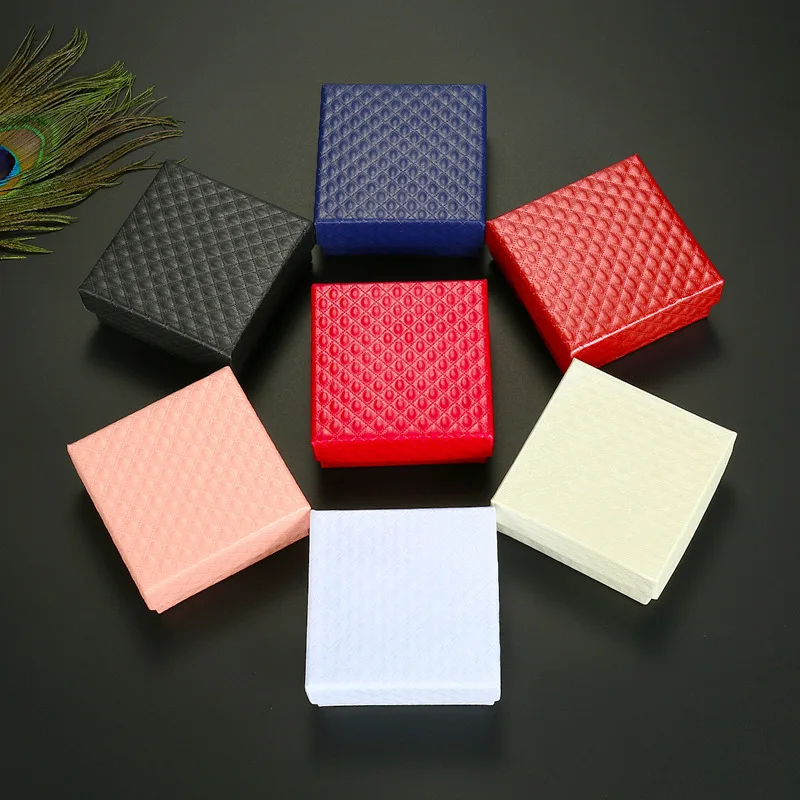 1pc 7.5x7.5x3.5cm Jewelry Set Display Gift Box Ring Necklace Bracelets Earring Gift Packaging Boxes with Sponge Inside Rectangle