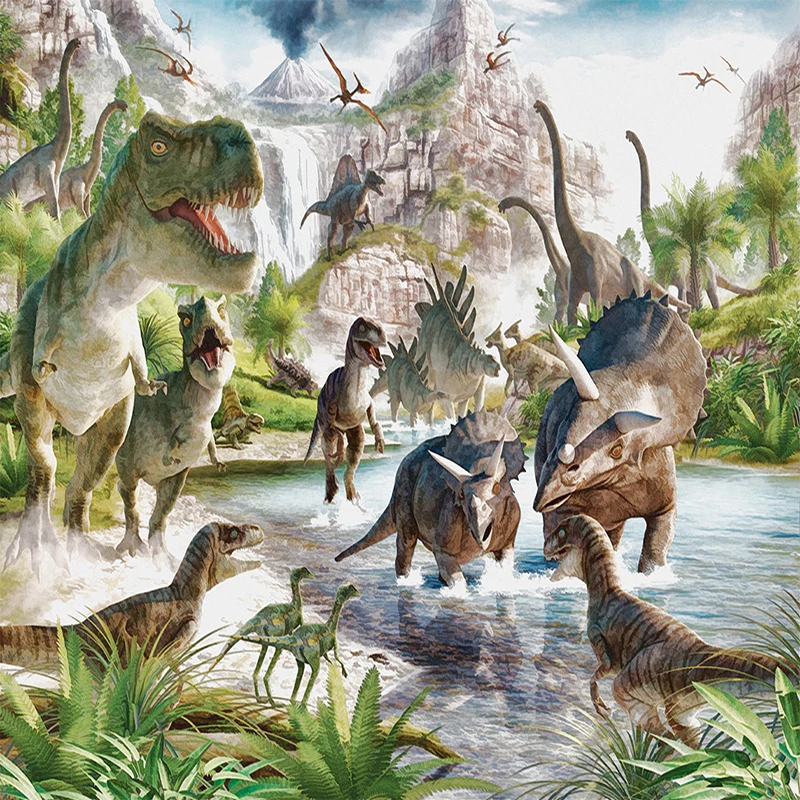 Mural de Parede decorativo Mundo de Dinossauros Desenho Realista