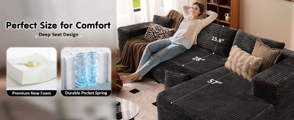Cloud Sectional Couch with L-Shape Chaise
