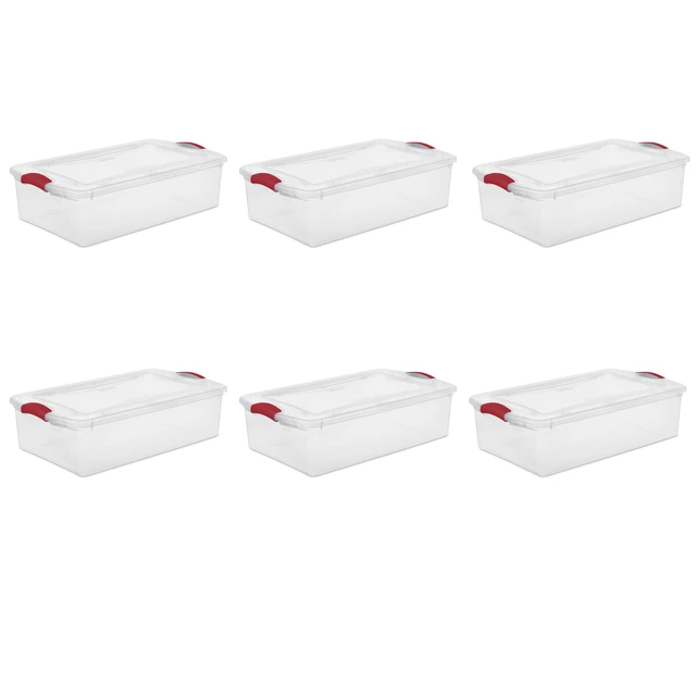 Case of 6 Sterilite 18 Quart Ultra Latch Boxes - Assembled