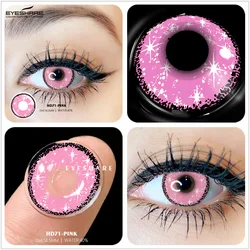 Vibrant Purple Anime Cosplay Contact Lenses - 2pcs for Halloween & Makeup Transformation (HD71 - PINK)