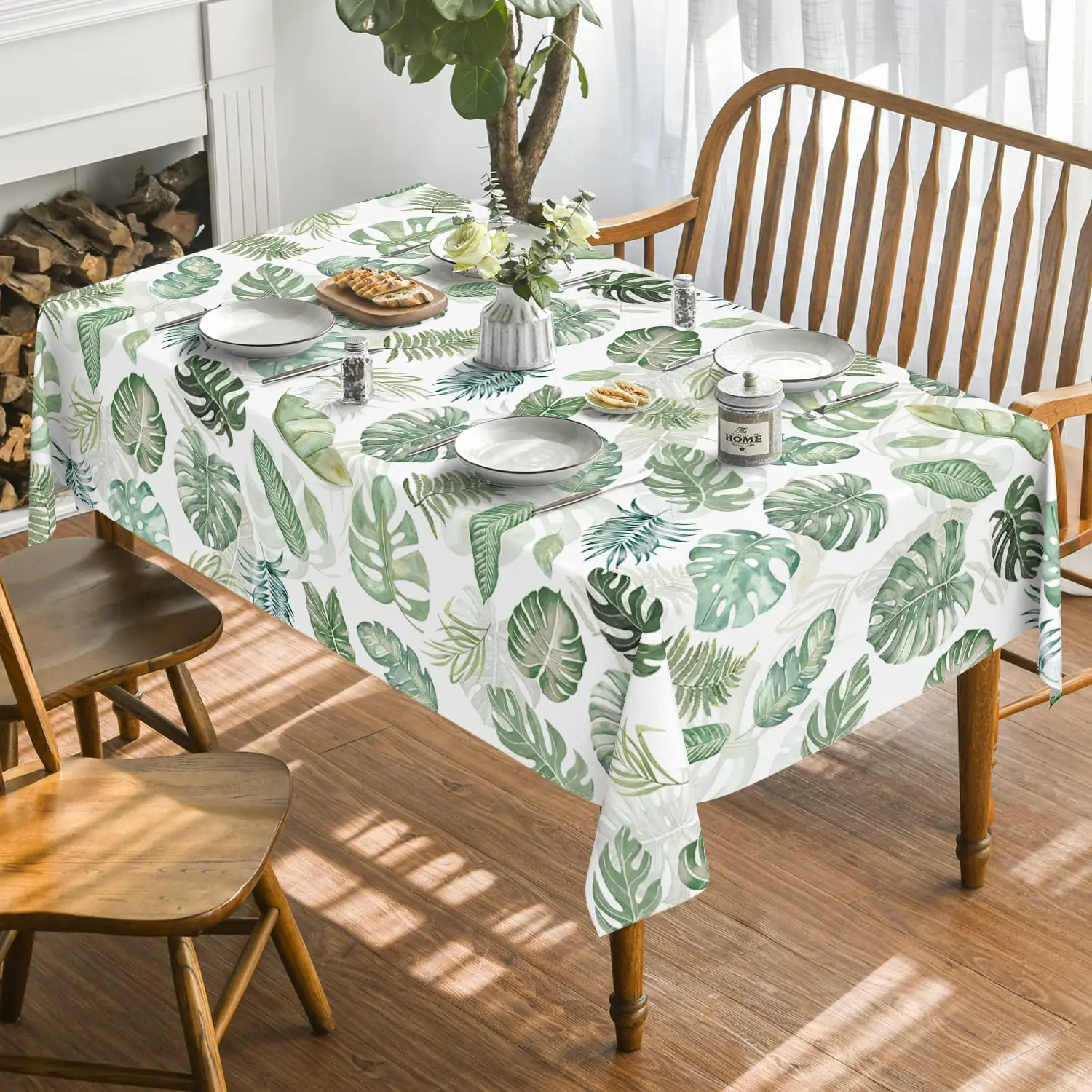 

Summer Tropical Leaf Rectangle Tablecloth Kitchen Table Decoration Reusable Waterproof Tablecloth Holiday Party Table Cover