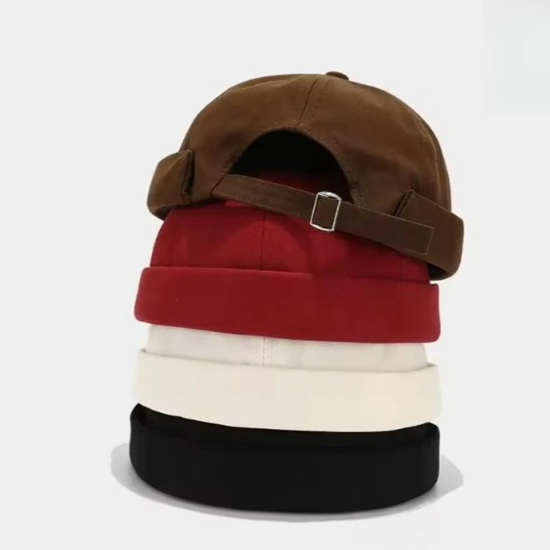 Fashion Brimless Caps Vintage Dome Hat Fashion Beanies Cotton Adjustable Unisex Men Women Hip Hop Hats Versatile Melon Skin Cap