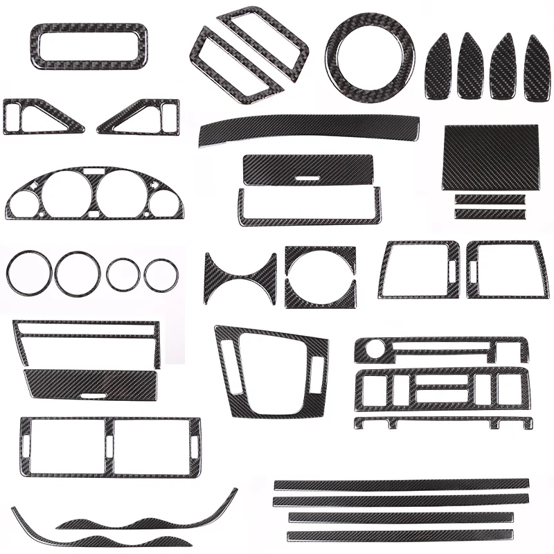

For BMW 3 Series E46 1998-2004 Accessories Black Carbon Fiber Interior Kit Dashboard Console Gear Shift Panel Cover Trim Sticker
