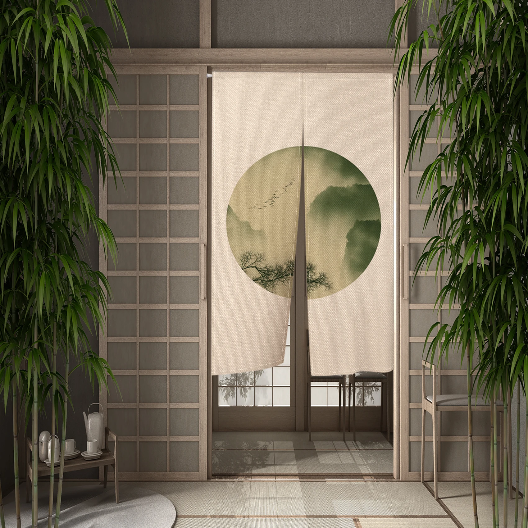 Japan Door Curtains Red Sun Japanese Shrine Door Red Round Plum Blossom Noren Kitchen Room Partition Half Curtains Blocking 3