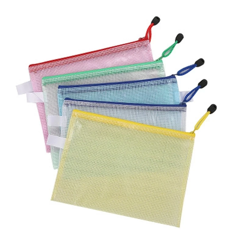 1pc A3 A4 A5 A6 B4 B5 File Folder Poly Stationery Storage Waterproof Zipper PVC Organizer Bag Document Paper Office