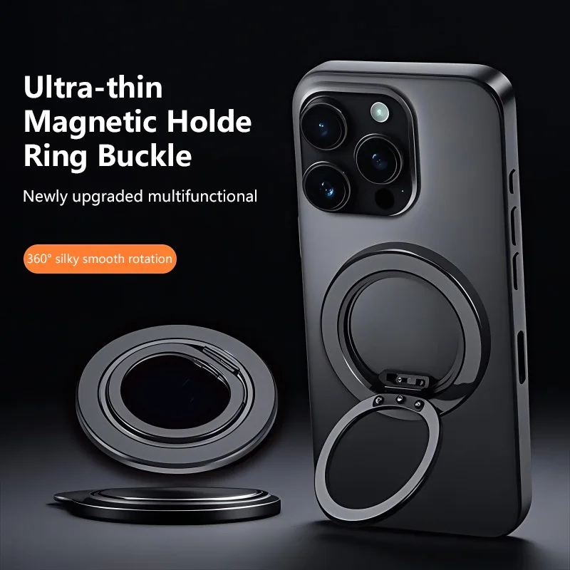 Rotating Magnetic Phone Holder and Kickstand with Finger Grip