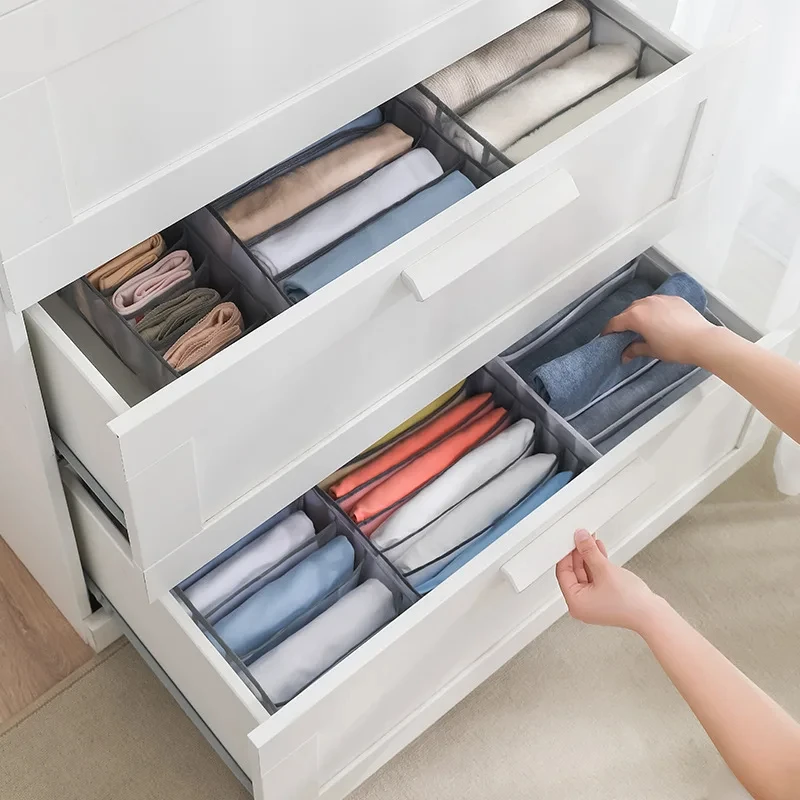 1/2PCS Clothes Organizer Trousers Clothes Jeans Storage Box Wardrobe Clothes Organizer Underwear Bra Socks Drawer Compartment 2