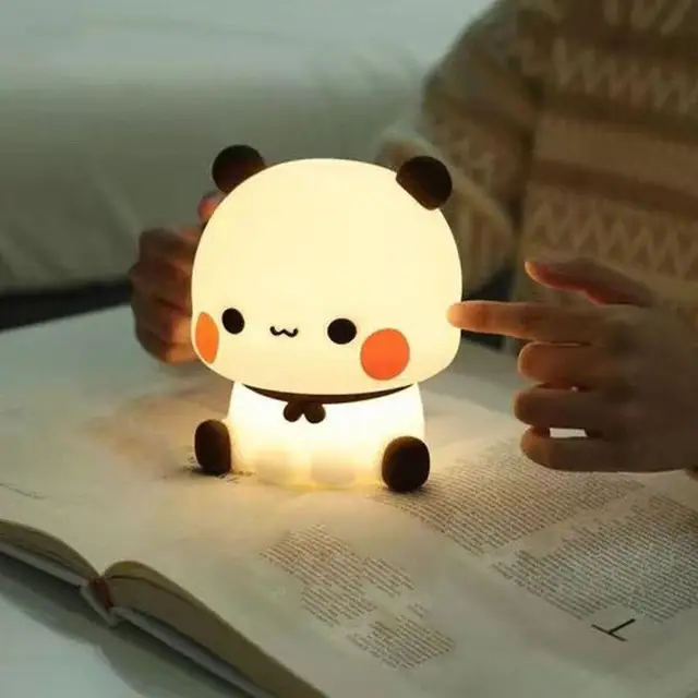 Kawaii Panda Led Night Light Lamp Cute Cartoon Pat Lamp Animal Bedroom Decorative Living Room Dolls Gifts kids Baby Night light 4