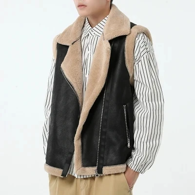 

Autumn Winter Men Vest Jacket Oversizd Warm Sleeveless Men Jackets Male Casual Waistcoat Velvet Leather Men Vest Clothes