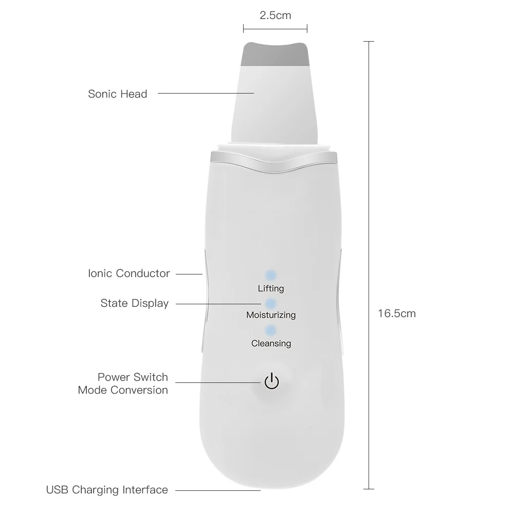 Ultrasonic Skin Scrubber Vibration Massager Electric ion Pore Cleaner Facial Beauty Devices Blackhead Acne Removal Skin Care