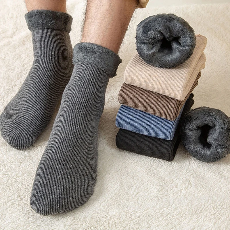 

Women Men Winter Socks Warm Thicken Thermal Snow Boots Floor Socks Soft Velvet Cashmere Sock Sleep Solid Color Home Floor Socks