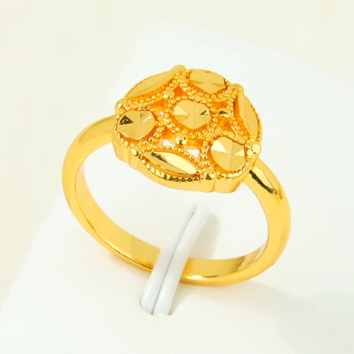 Arabische Mode Gold Ringe 24k vergoldet Dubai geometrische Zirkonia exquisite Ring italienische Frauen Event Party Schmuck – Detail 11